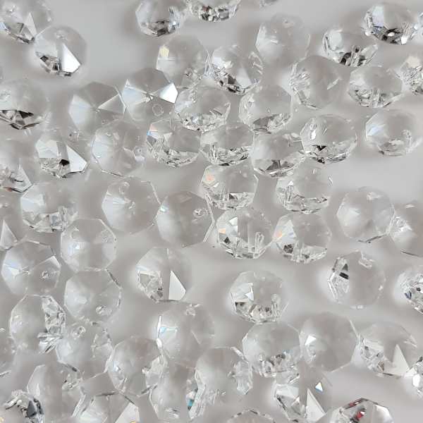 10mm clear octagons with 1 hole