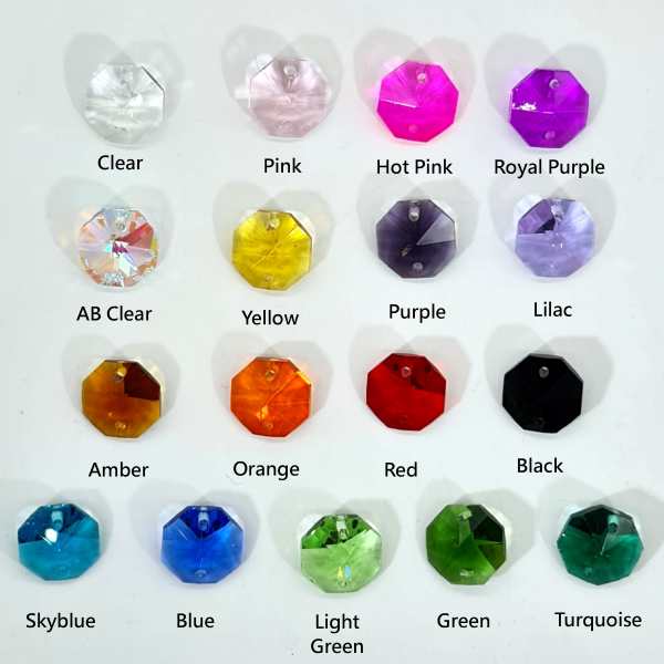 14mm octagon crystals with 2 holes 14mm octagon crystals with 2 holes