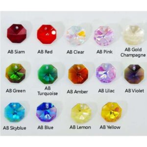 14mm AB crystal octagons with 1 hole- color chart