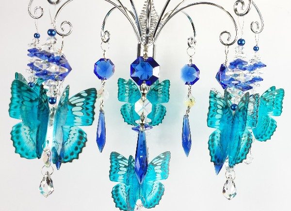 blue butterfly crystal suncatcher chandelier 2
