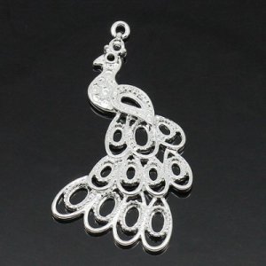 small silver plated peacock charm