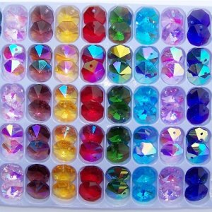 14mm octagon crystals Ab mixed pack