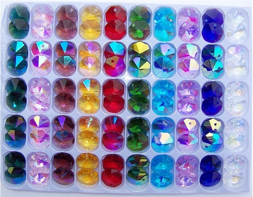 14mm octagon crystals Ab mixed pack
