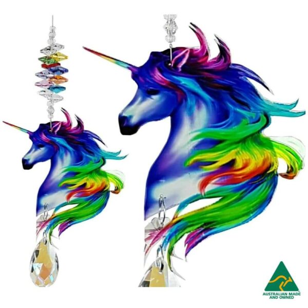 rainbow unicorn crystal suncatcher