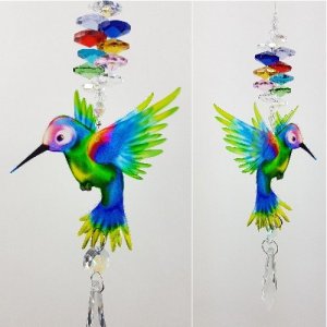 rainbow hummingbird crystal suncatcher