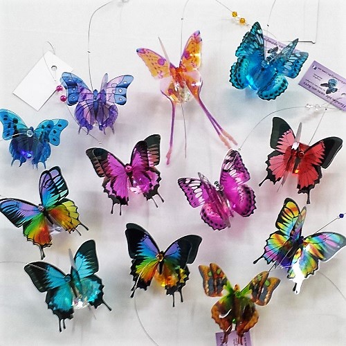 5 mixed butterfly suncatchers
