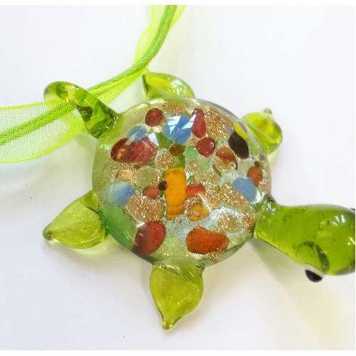 glass turtle charm set of 3