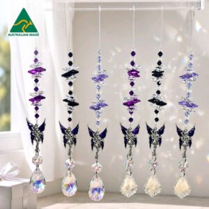 Purple fairy suncatcher with AB teardrop crystal