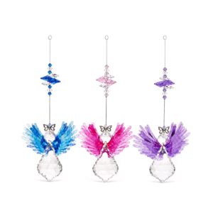 Angel Crystal Suncatcher available in blue, pink and purple colour options handmade in Australia