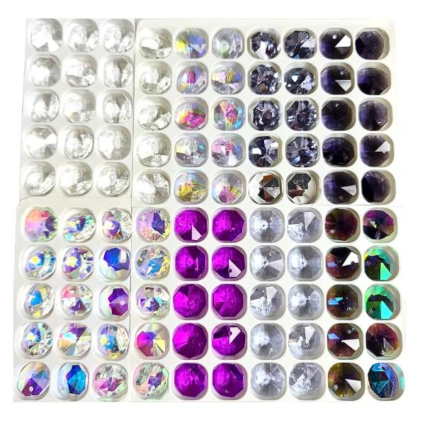 100 14mm octagons purple mix 2