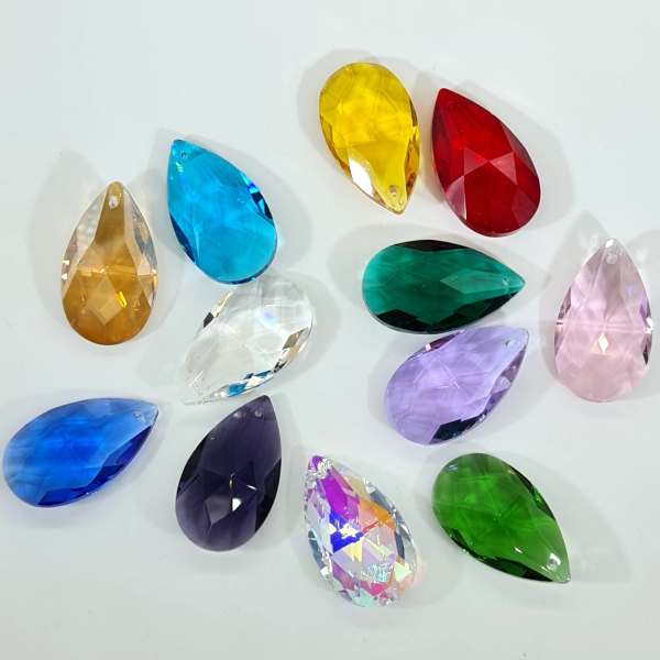 38mm teardrop crystals, 12 colors