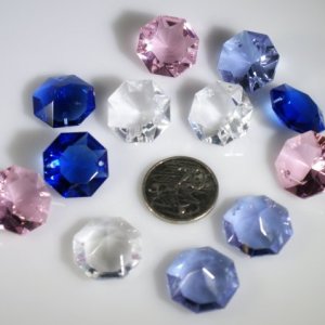 mixed pack 12 diamond octagon crystals 24mm