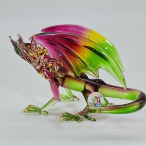 Blown Glass Guardian Dragon Figurine