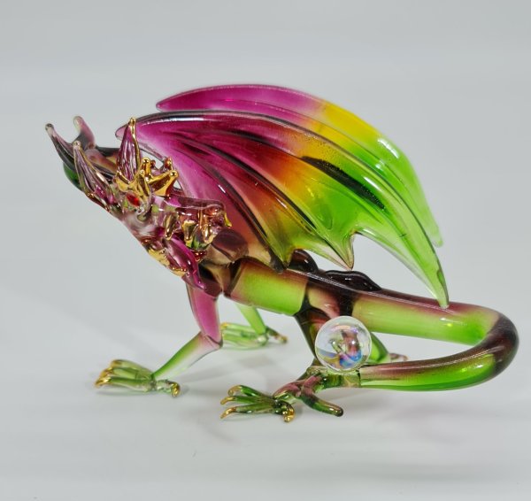 Blown Glass Guardian Dragon Figurine