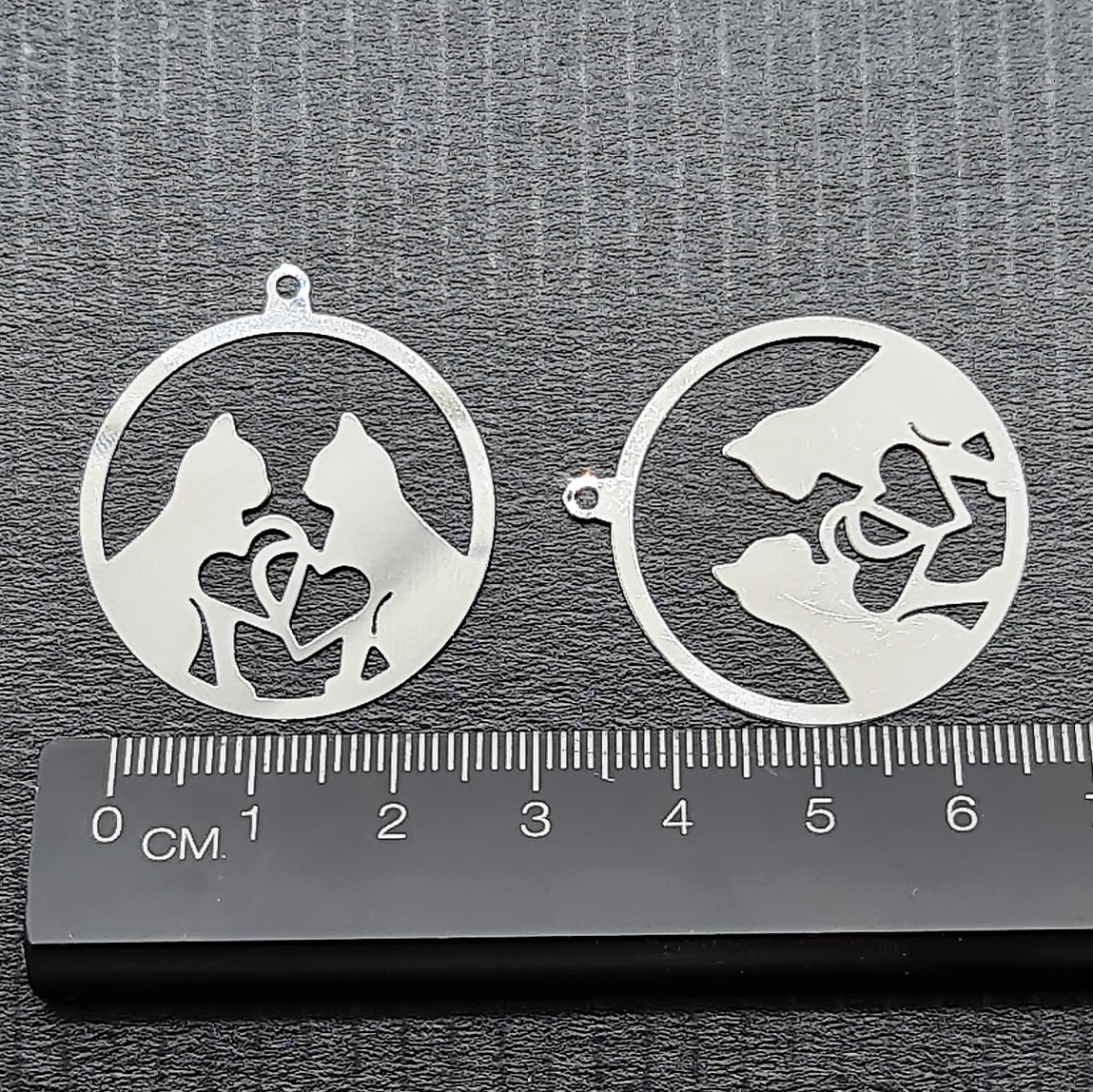Filigree Cat and Heart Charm #2- pack of 2