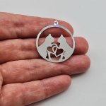 Filigree Cat and Heart Charm #2- pack of 2