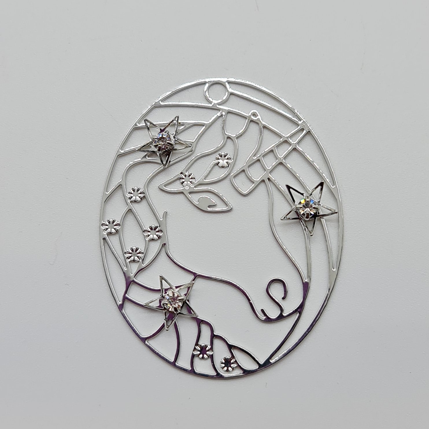 Unicorn Filigree Rhinestone Charm