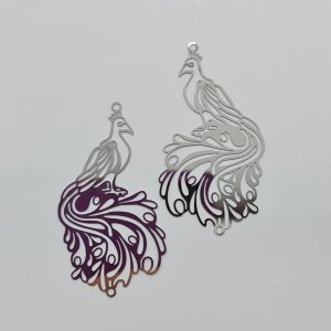 Filigree Peacock Charm pack of 2. Bird charms and pendants, peacocks or phoenix.
