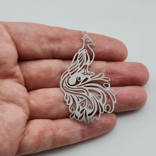 Filigree Peacock Charm pack of 2. Bird charms and pendants, peacocks or phoenix.