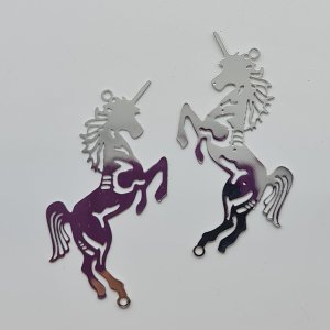 Unicorn Filigree Charm Stainless Steel #1. Charms and pendants for suncatchers, jewelry and craft projects.