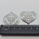 Filigree Cat and Heart Charm #1- pack of 2