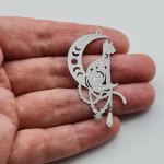 Stainless Steel Cat and Moon Charm #2- pack of 2
