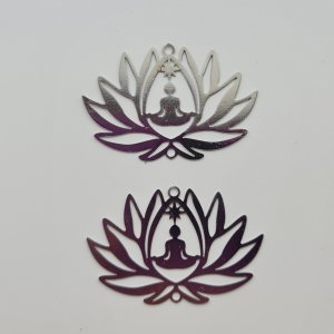 Buddha Lotus Flower Filigree Charm pack of 2. Religious, spiritual charms and pendants.