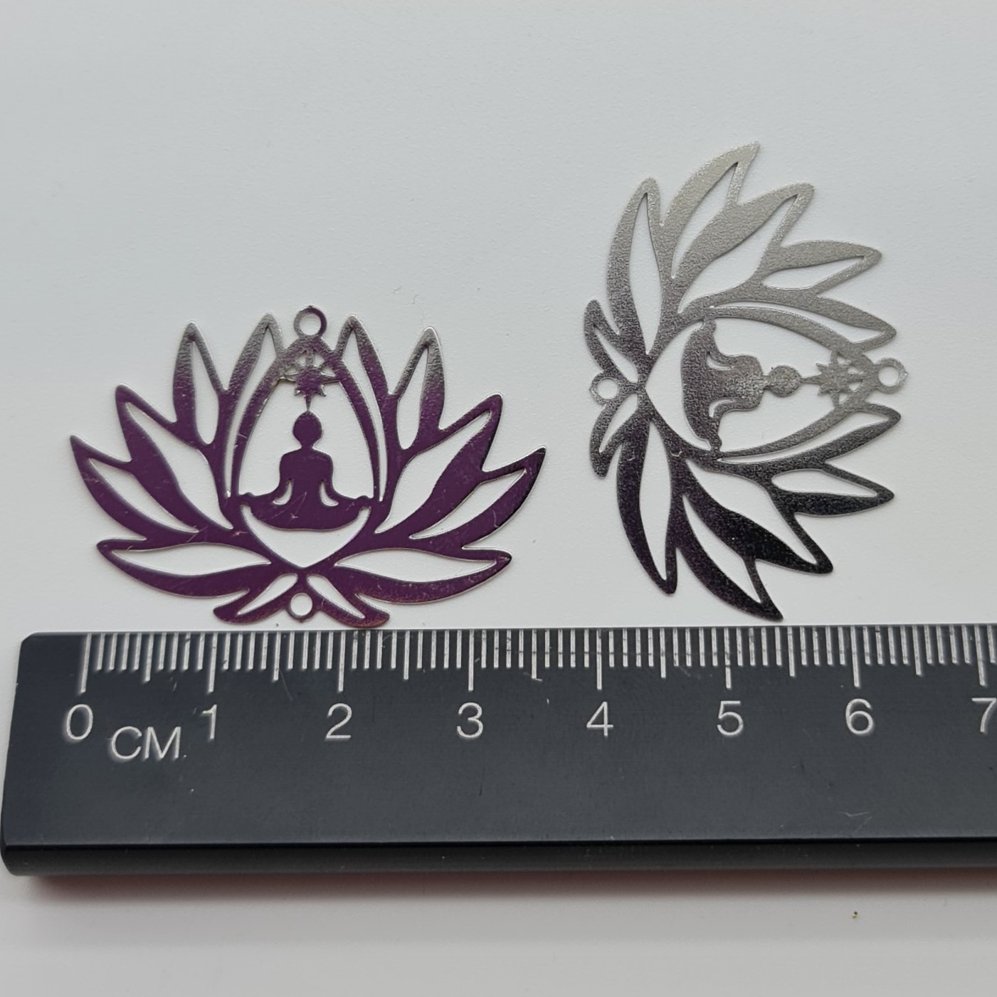 Buddha Lotus Flower Filigree Charm pack of 2. Religious, spiritual charms and pendants.