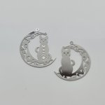 Stainless steel charms cat and moon design 1