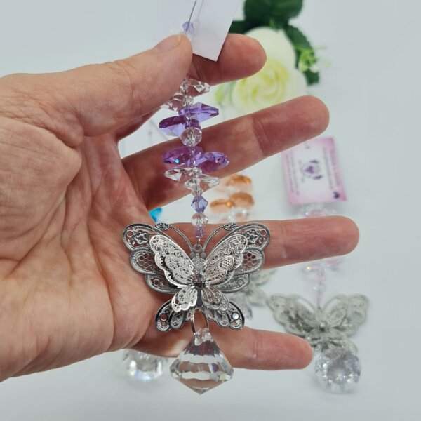 petite silver butterfly suncatchers size in hand