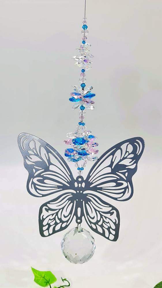 ex lg butterfly suncatcher pink blue