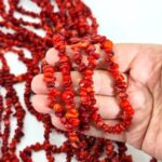red coral chip beads