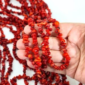 red coral chip beads