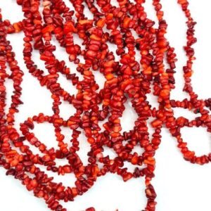 red coral chip beads