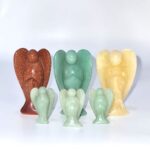 crystal gemstone angel carvings, yellow calcite, green aventurine and red goldstone.