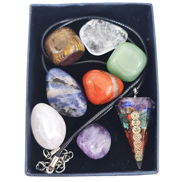 Orgonite pendant tumblestone giftbox set -3 Orgonite pendant tumblestone giftbox set -3