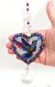 colorful hummingbird crystal suncatcher