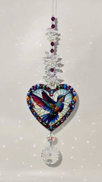 colorful hummingbird crystal suncatcher with rainbows