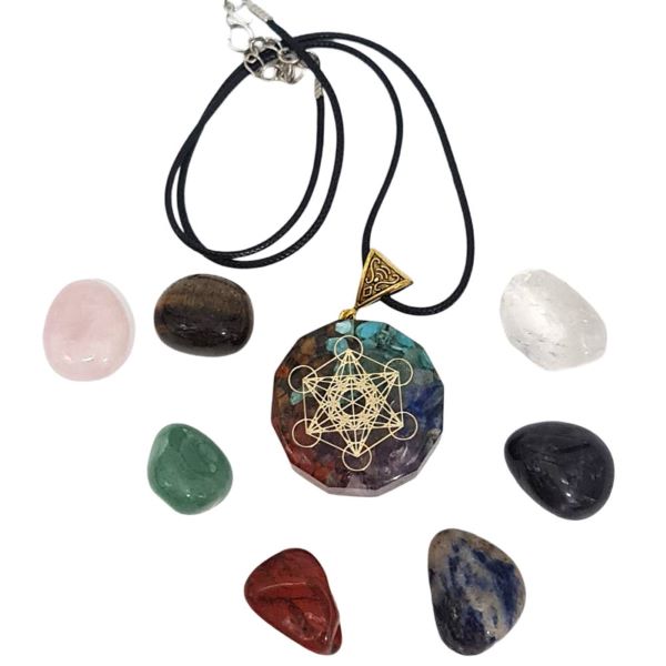 Orgonite pendant tumblestone gift set -2