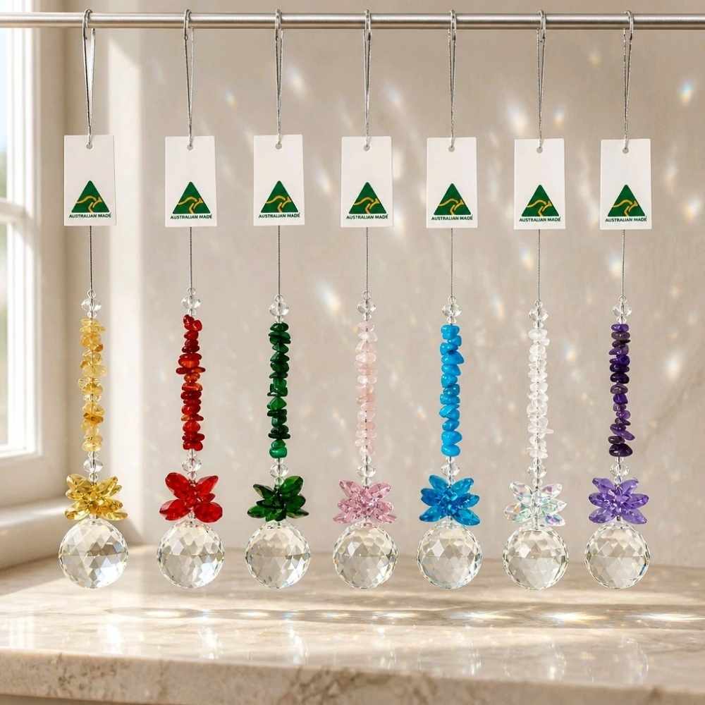30mm crystal ball gemstone suncatchers in window