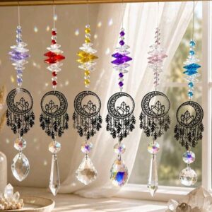 dreamcatcher suncatchers in a window
