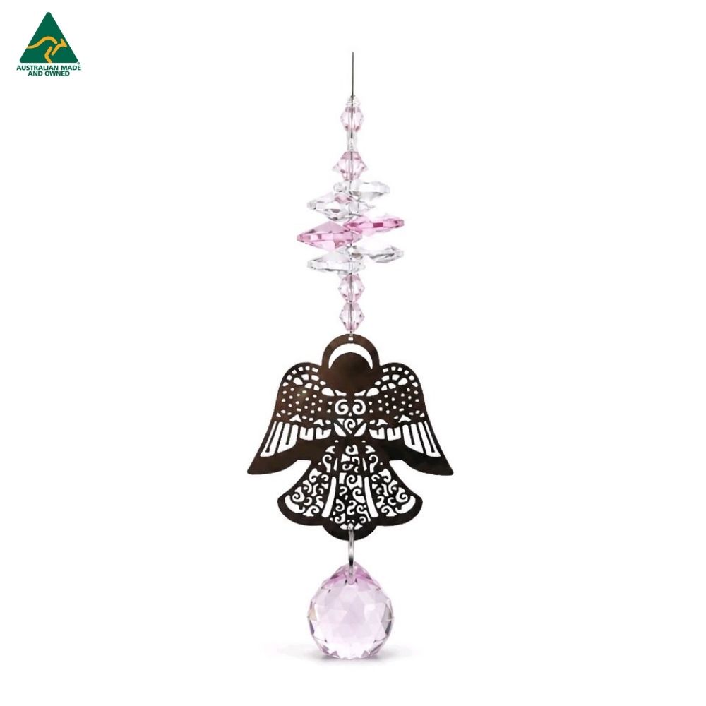 filigree angel suncatcher pink