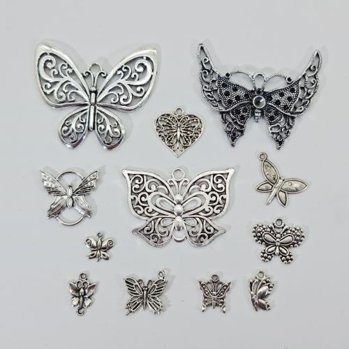butterfly charm pendant set 12pc