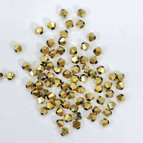 6mm gold bicone crystal beads