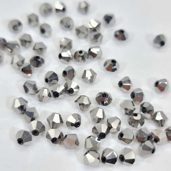 6mm silver bicone crystal beads