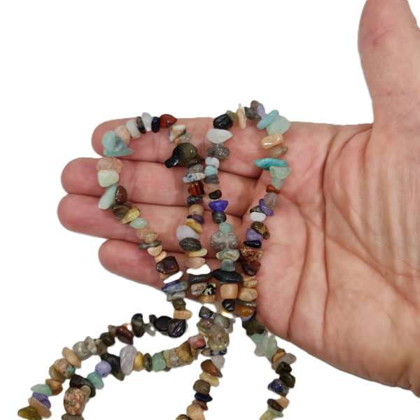 mixed gemstone chip bead strand