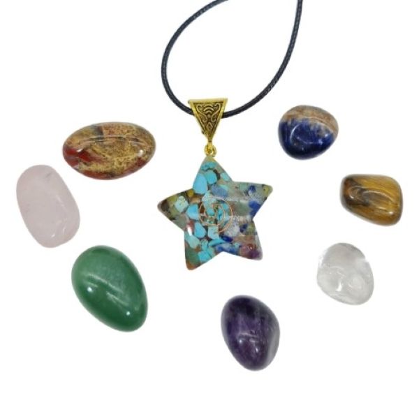 Orgonite pendant tumblestone gift set -5