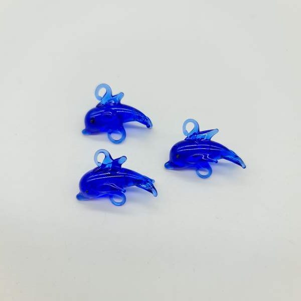 small blown glass blue dolphin
