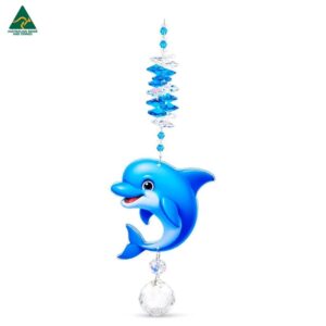 Dolphin suncatcher in a window, Australian Made