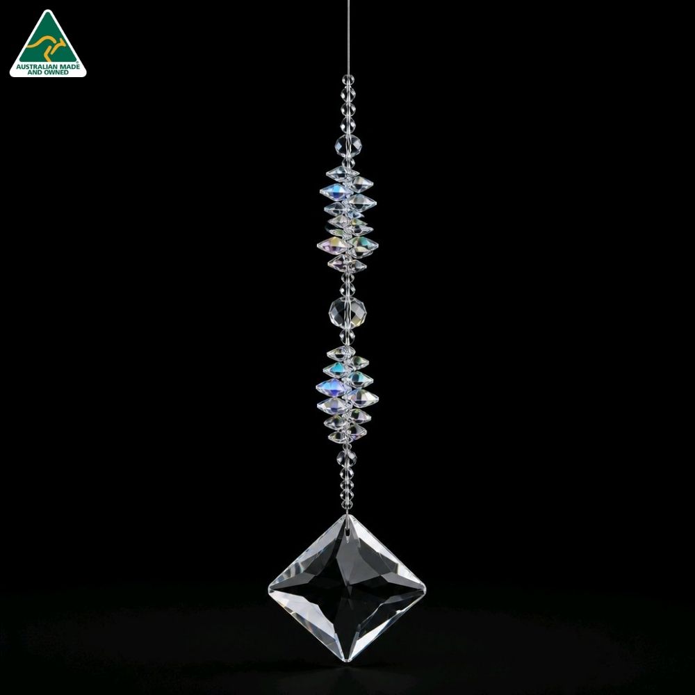 large clear square crystal suncatcher
